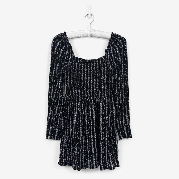 Paige Palmetto Mini Dress Small Black Granite Oakwood Floral Boho Chic Romantic - Picture 1 of 4